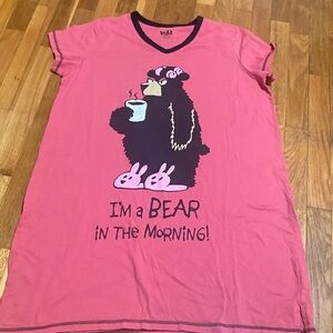 Lazy One Pink Bear Sleep Shirt, i’m a bear in the morning